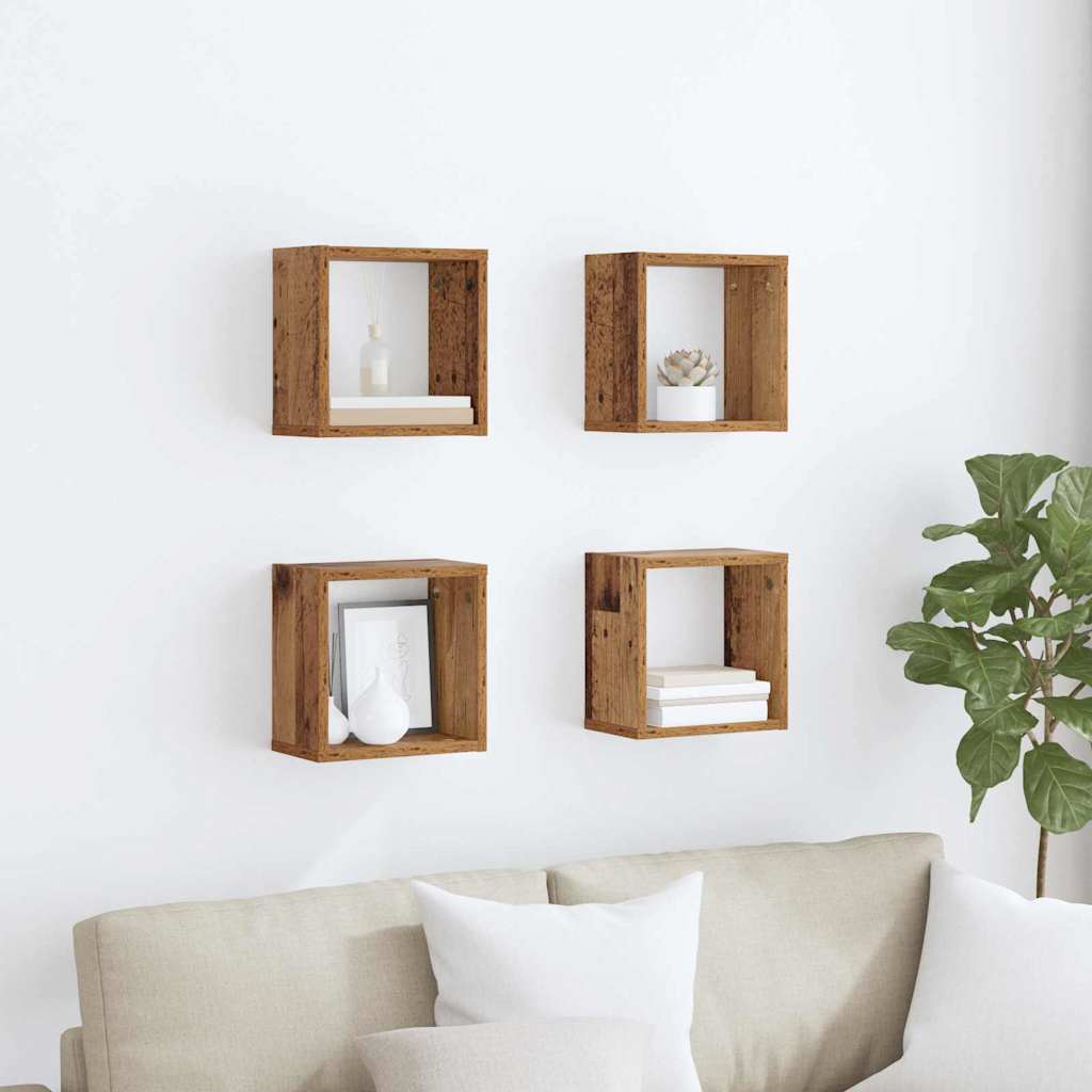 Scaffali da parete 4 pcs Legno vecchio Legno multistrato | homemem39