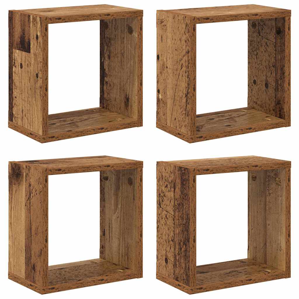 Scaffali da parete 4 pcs Legno vecchio Legno multistrato | homemem39