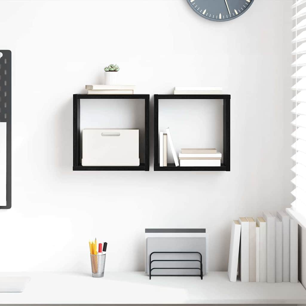 Scaffale da parete Rovere Nero Legno multistrato