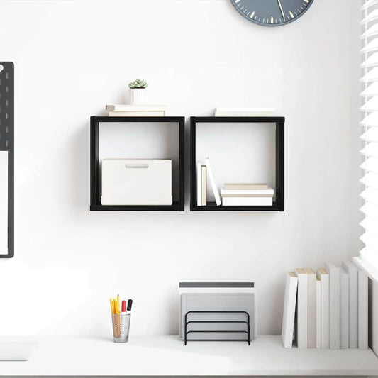 Scaffale da parete Rovere Nero Legno multistrato