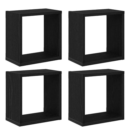 Scaffali da parete 4 pcs Rovere Nero Legno multistrato | homemem39