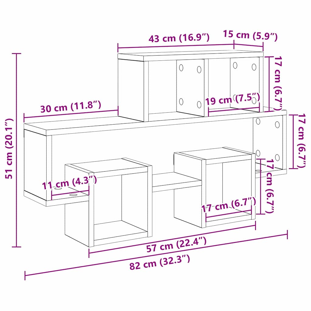 Scaffale da parete Legno vecchio 82 x 15 x 51 cm | homemem39