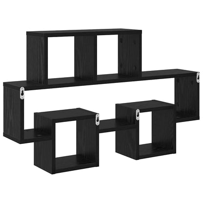 Scaffale da parete con lo scaffale Rovere nero 82 x 15 x 51 cm | homemem39
