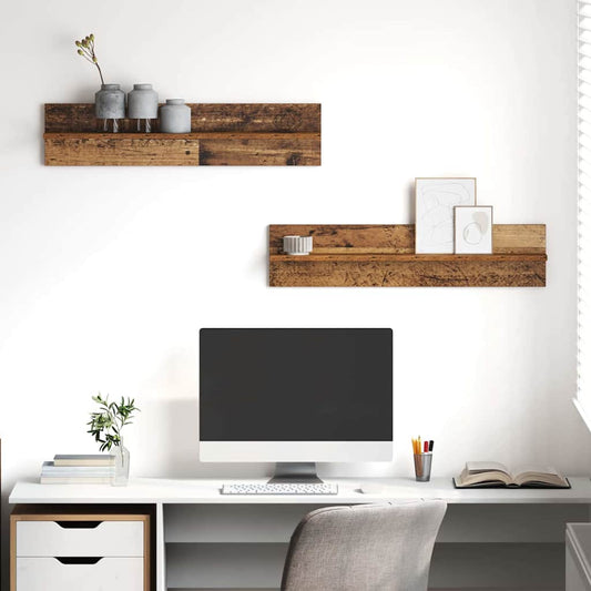Scaffale da parete 2 pcs Legno vecchio 80 x 11,5 x 18 cm