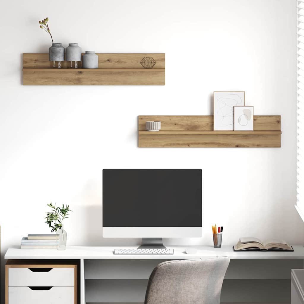 Scaffale da parete 2 pcs Rovere artigianale 80 x 11,5 x 18 cm
