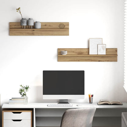 Scaffale da parete 2 pcs Rovere artigianale 80 x 11,5 x 18 cm