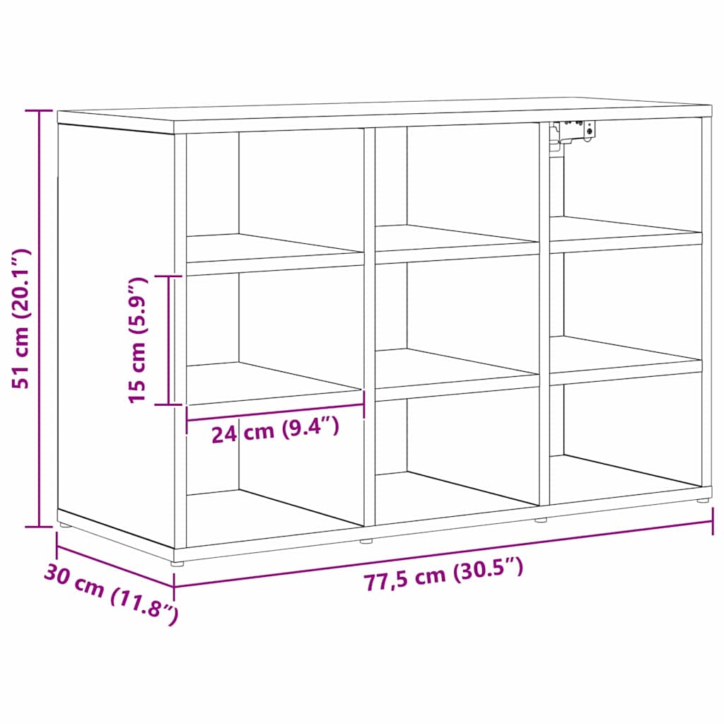 Mobile per scarpe Rovere artigianale 77,5 x 30 x 51 cm | homemem39