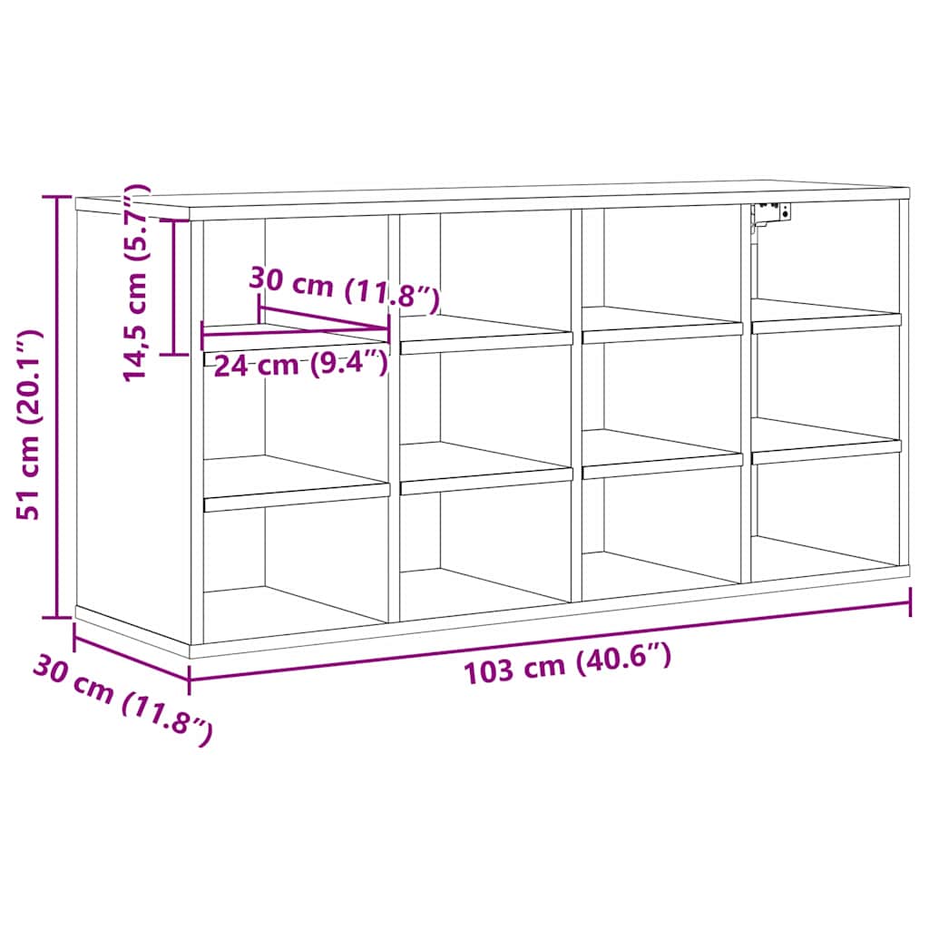 Mobile per scarpe Rovere artigianale 103 x 30 x 51 cm | homemem39