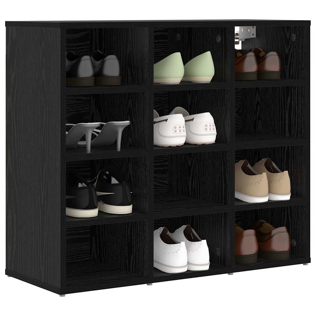 Mobile per scarpe con lo scaffale Rovere Nero 77,5 x 30 x 67 cm