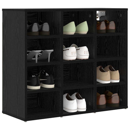 Mobile per scarpe con lo scaffale Rovere Nero 77,5 x 30 x 67 cm