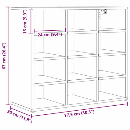 Mobile per scarpe con lo scaffale Rovere Nero 77,5 x 30 x 67 cm
