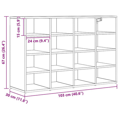 Mobile per scarpe con lo scaffale Rovere Nero 103 x 30 x 67 cm