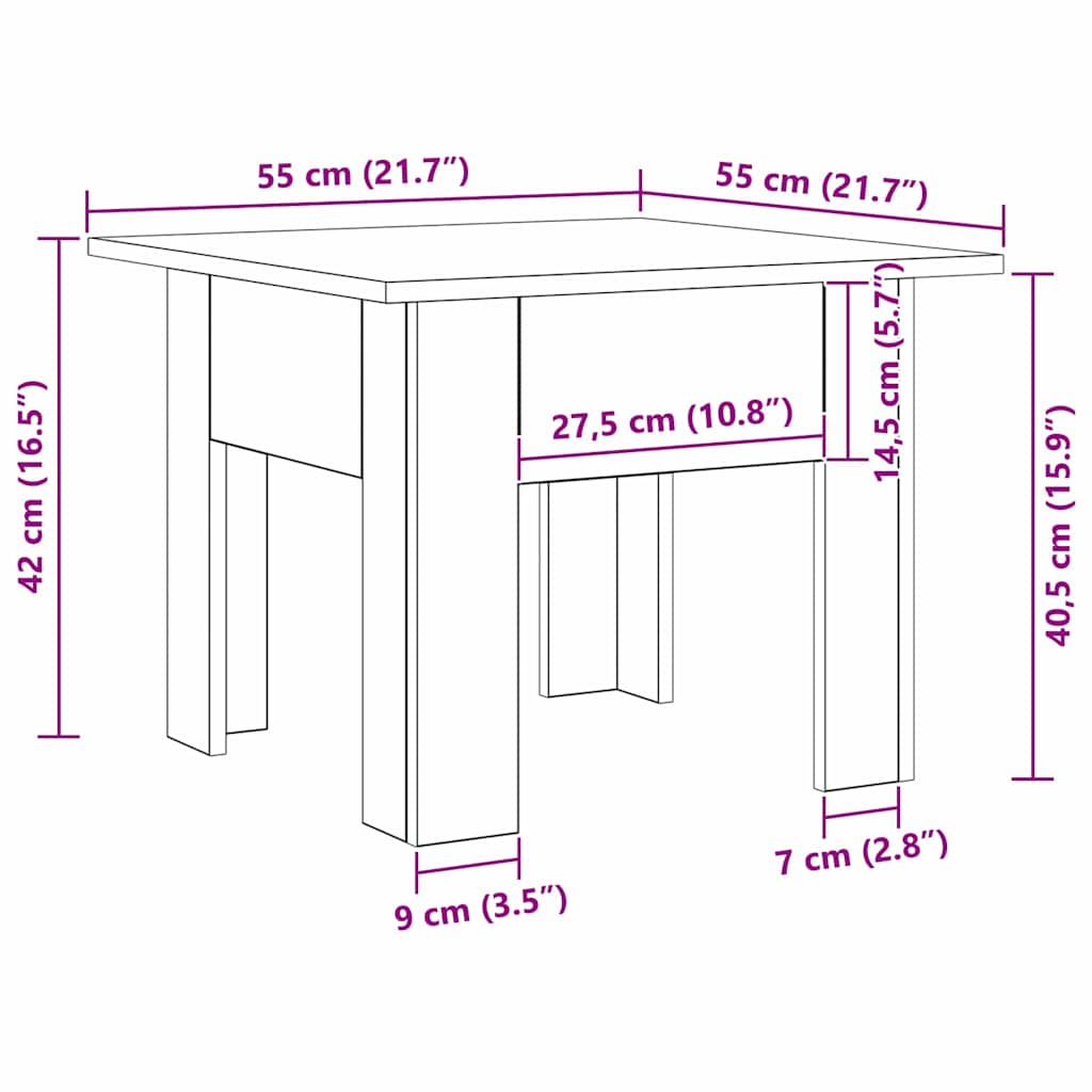 Tavolino da salotto Legno vecchio 55 x 55 x 42 cm