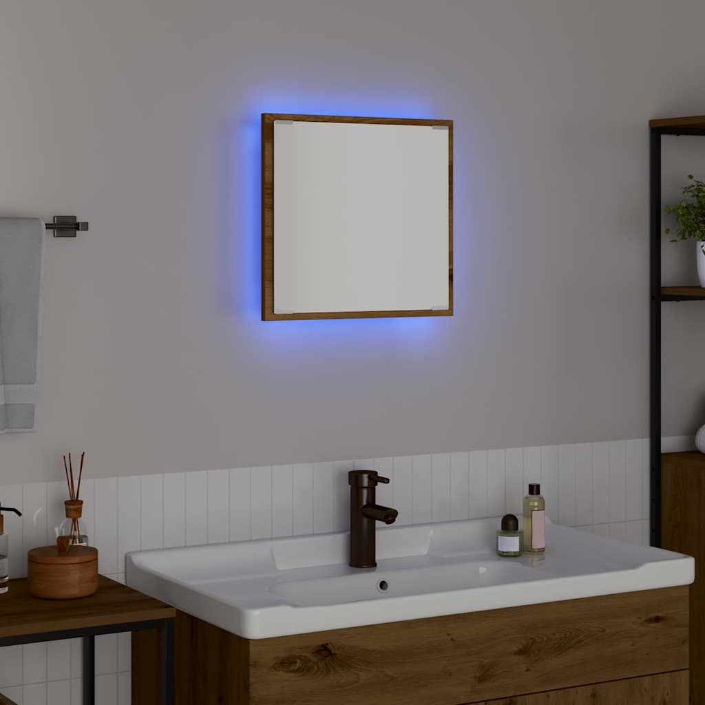 Specchio da bagno LED Rovere artigianale 40 x 37 x 8.5 cm | homemem39