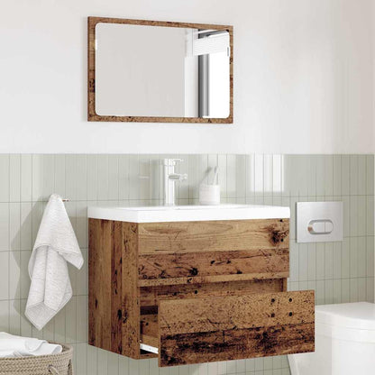 Set di mobili per il bagno con cassetto 2 pcs Legno vecchio
