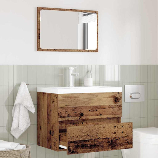 Set di mobili per il bagno con cassetto 2 pcs Legno vecchio
