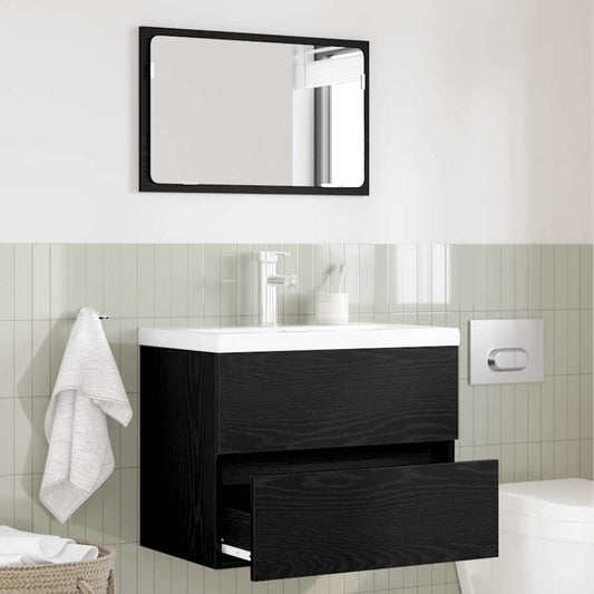Set di mobili per il bagno con cassetto 2 pcs Rovere Nero