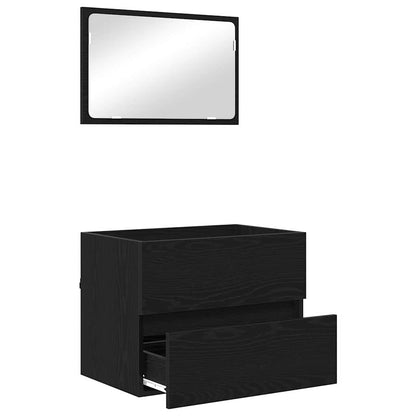 Set di mobili per il bagno con cassetto 2 pcs Rovere Nero