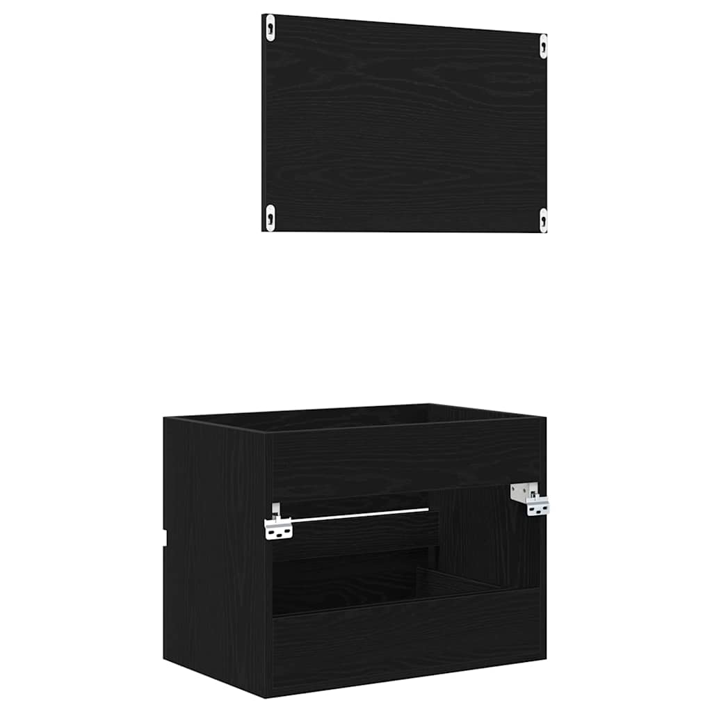 Set di mobili per il bagno con cassetto 2 pcs Rovere Nero | homemem39
