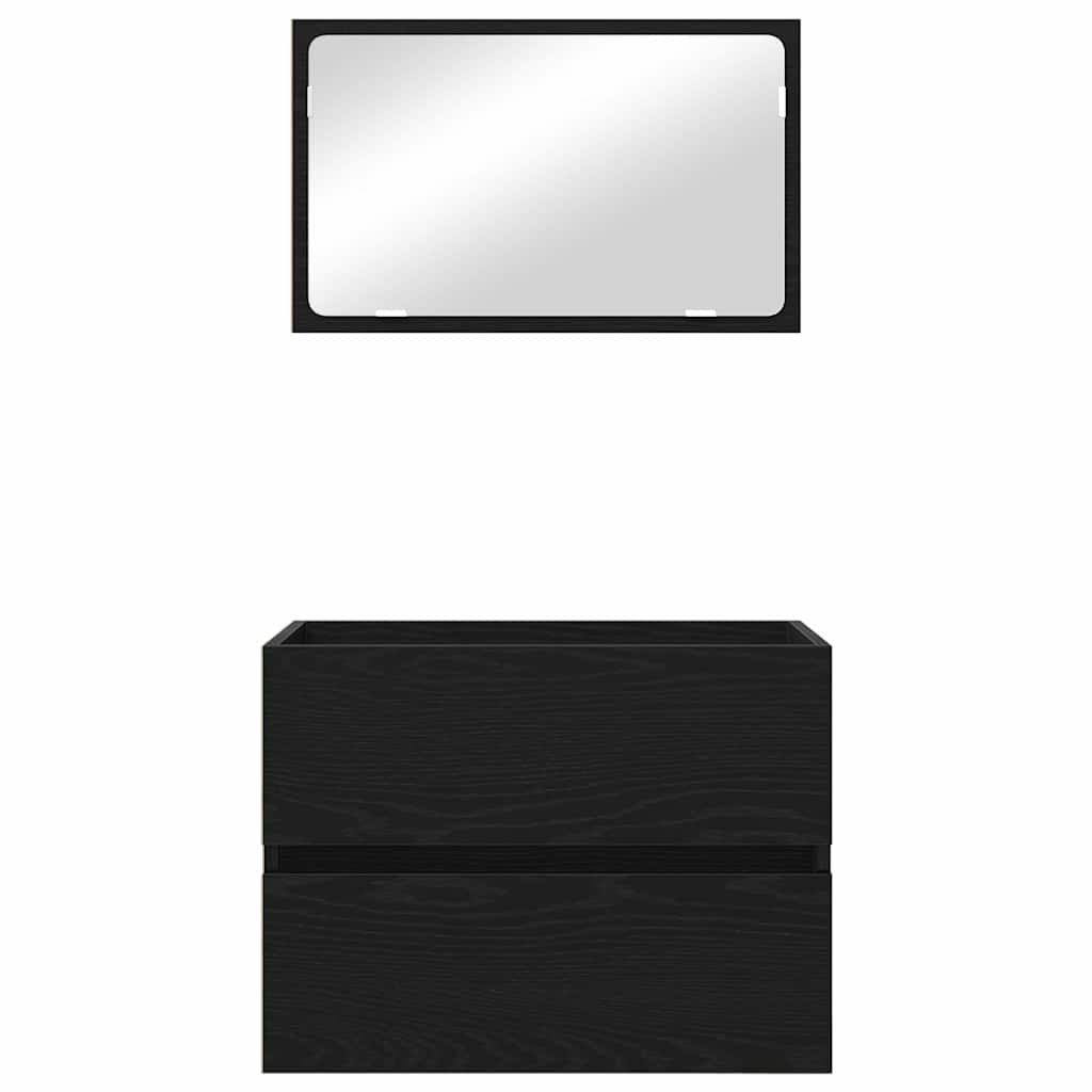 Set di mobili per il bagno con cassetto 2 pcs Rovere Nero