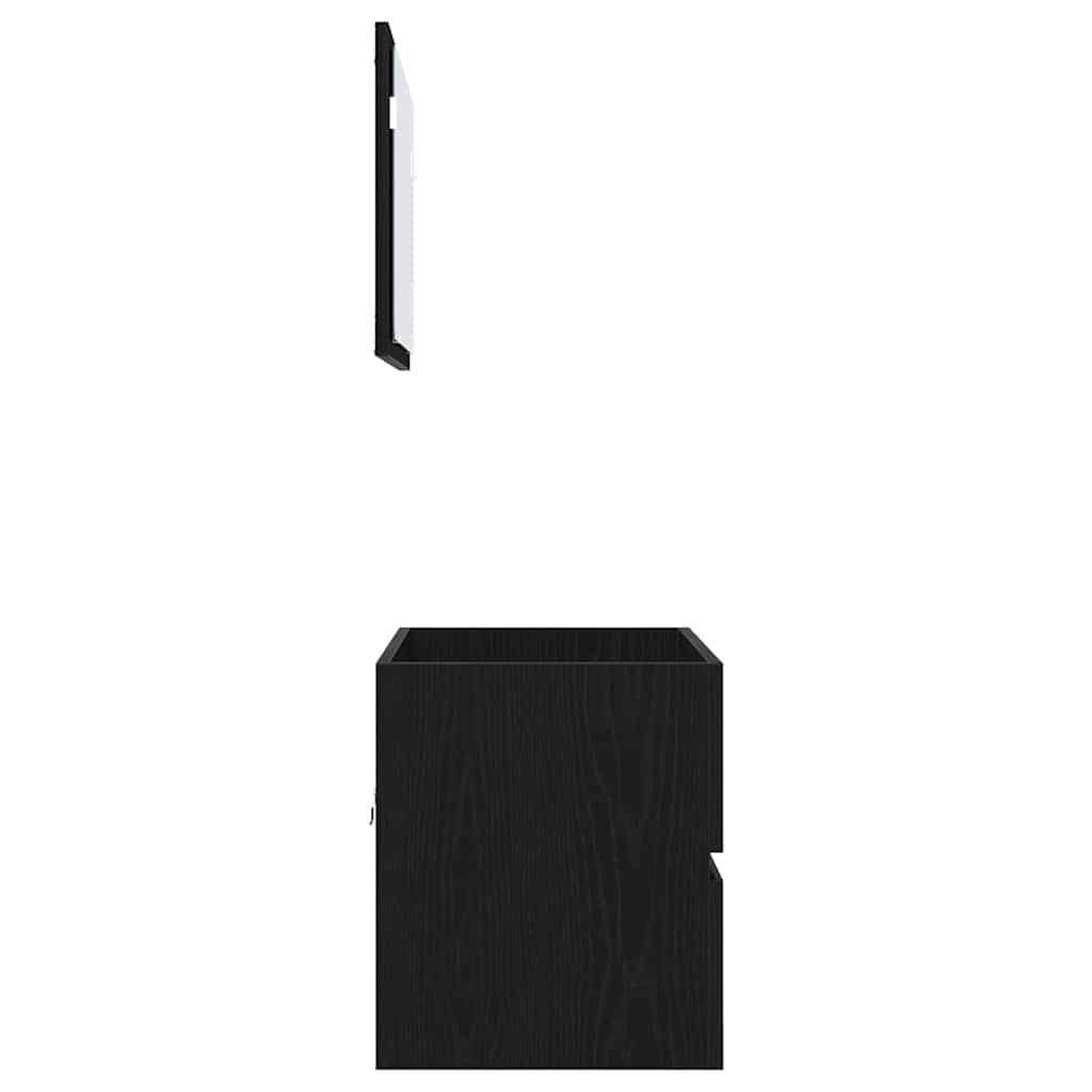 Set di mobili per il bagno con cassetto 2 pcs Rovere Nero