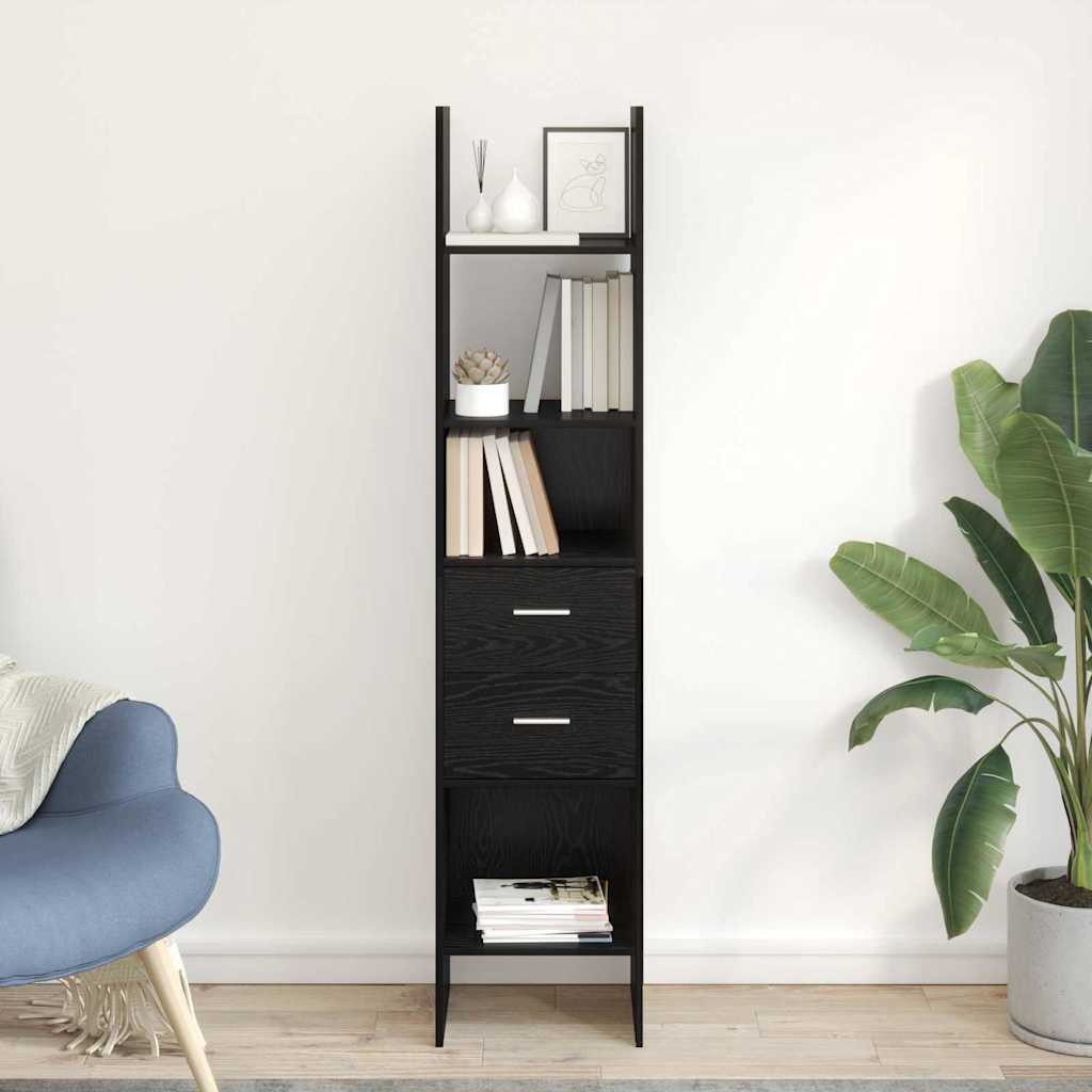 Armadio per Libri Rovere nero 40 x 35 x 180 cm