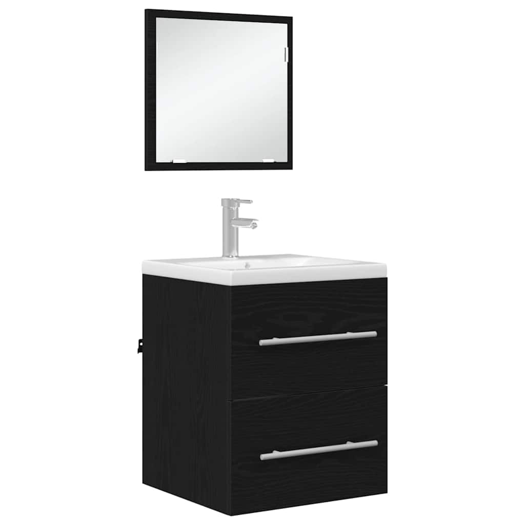 Set di mobili per il bagno con cassetto Nero 41 x 38,5 x 48 cm