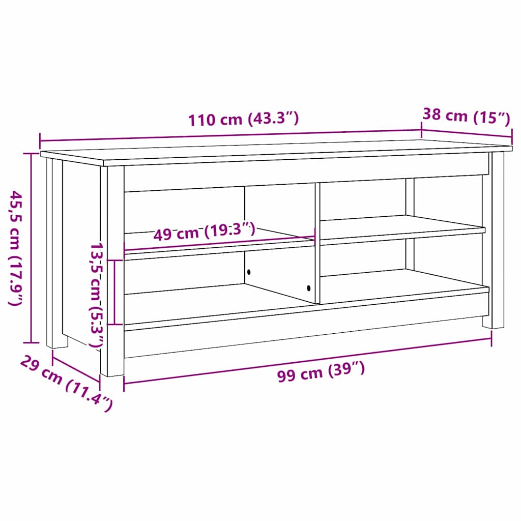 Panca per scarpe Cera marrone 110 x 38 x 45.5 cm