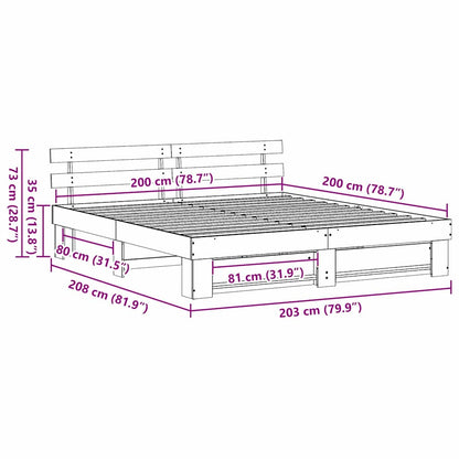Struttura del letto Marrone 200 x 200 cm Legno di pino massello - homemem39