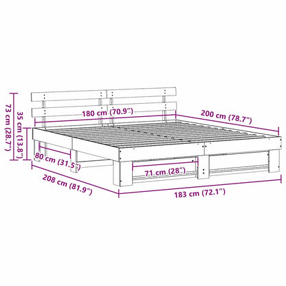 Struttura del letto Marrone 180 x 200 cm Legno di pino massello - homemem39