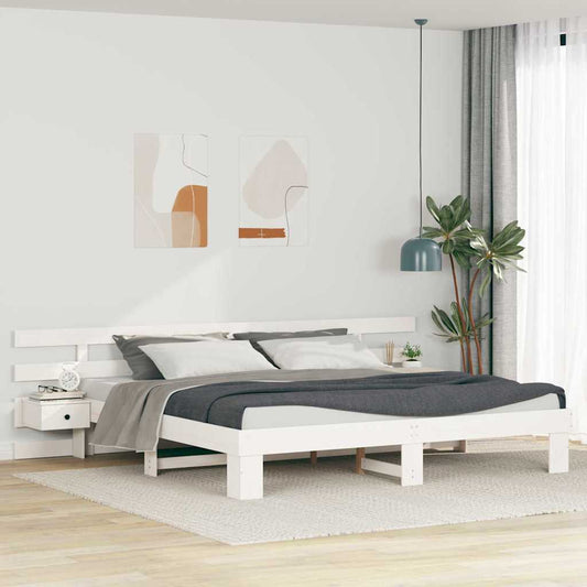 Struttura del letto con cassetto Bianco 200 x 200 cm legno - homemem39