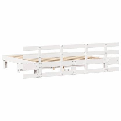 Struttura del letto con cassetto Bianco 200 x 200 cm legno - homemem39