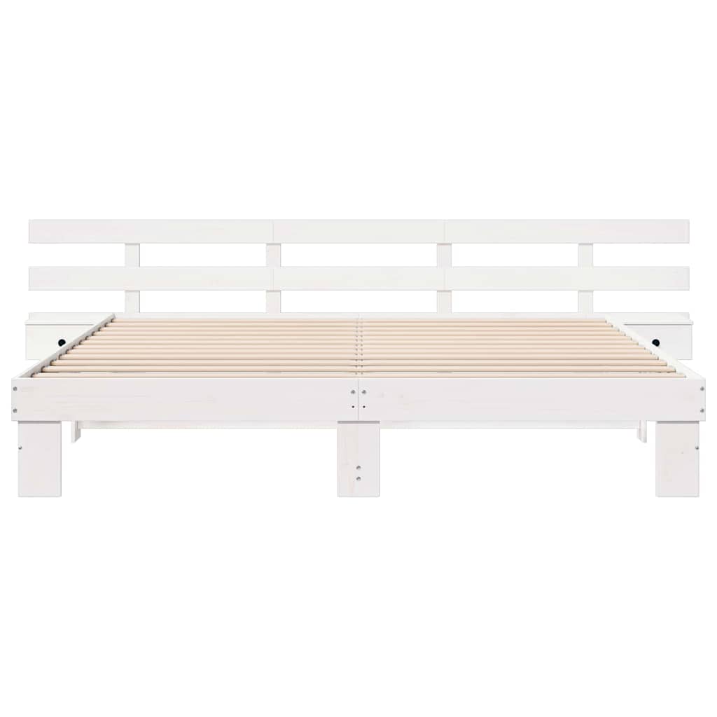 Struttura del letto Bianco 200 x 200 cm Pino massello | homemem39