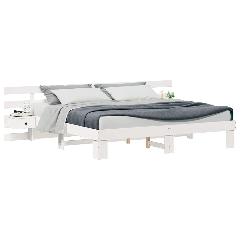 Struttura del letto con cassetto Bianco 200 x 200 cm legno - homemem39