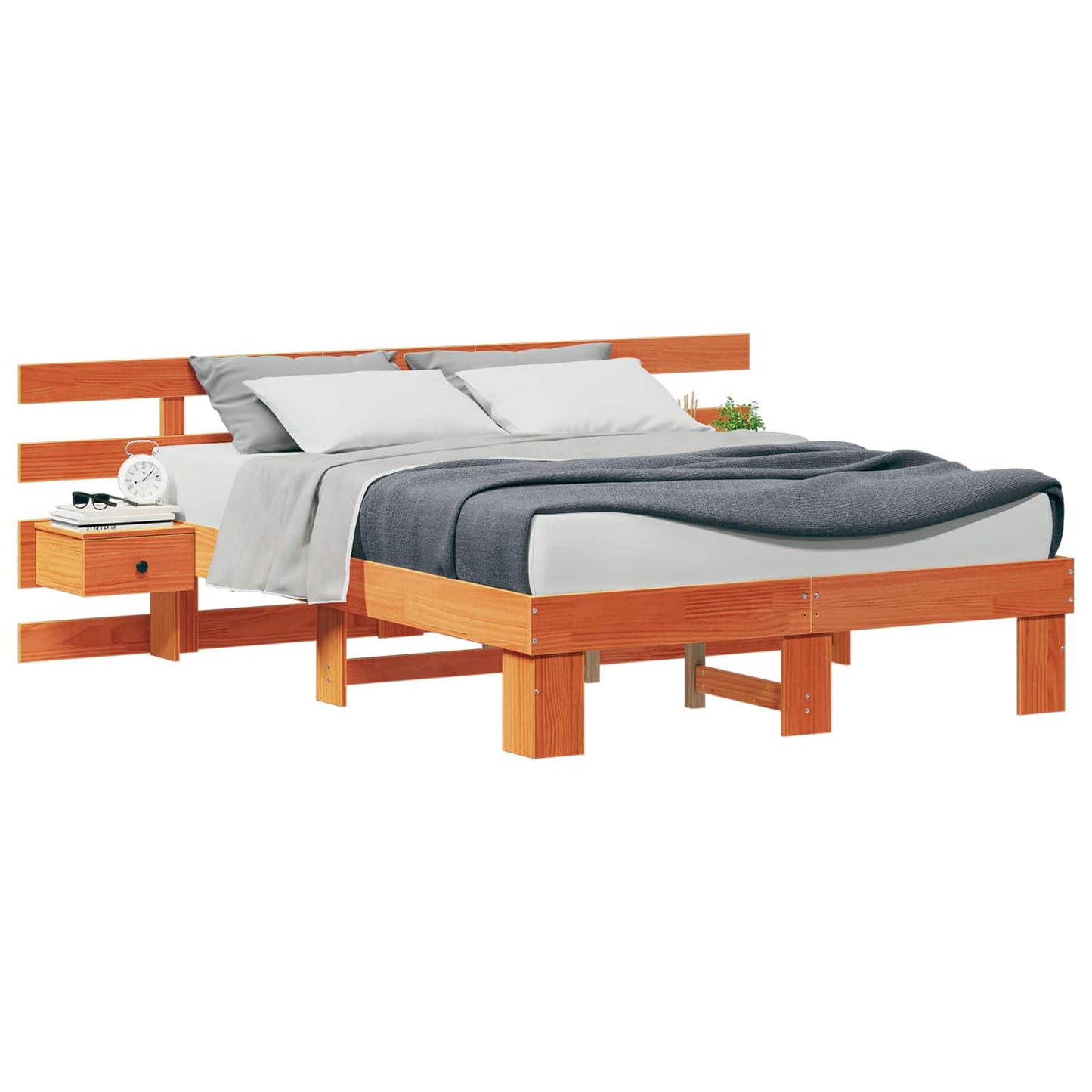 Struttura del letto Marrone 135 x 190 cm Pino massello | homemem39