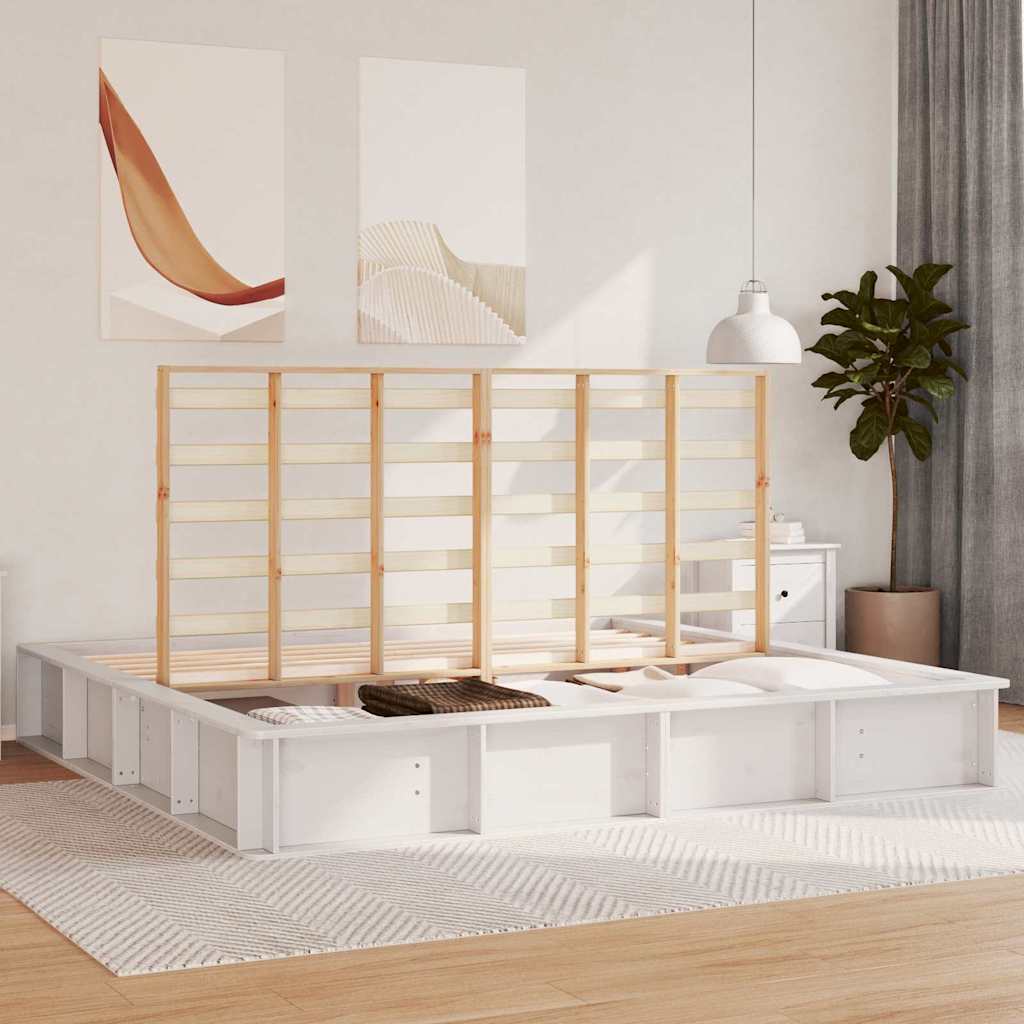 Struttura del letto Bianco 210 x 118 x 30 cm Pino massello - homemem39