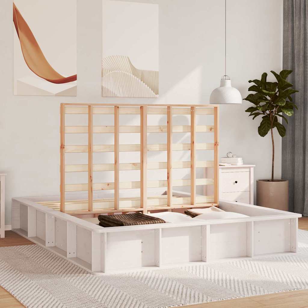 Struttura del letto Bianco 150 x 200 cm Pino massello - homemem39