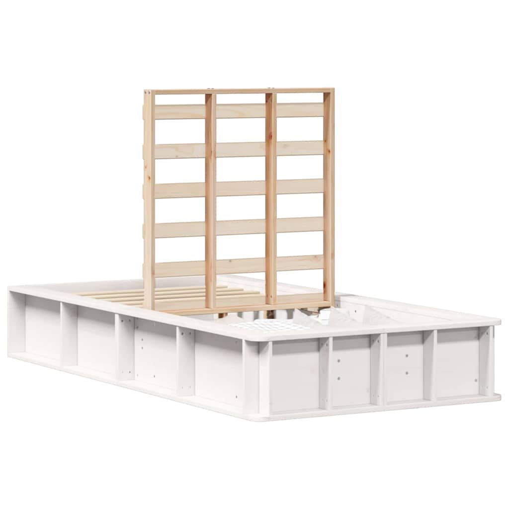 Struttura del letto Bianco 210 x 118 x 30 cm Pino massello - homemem39