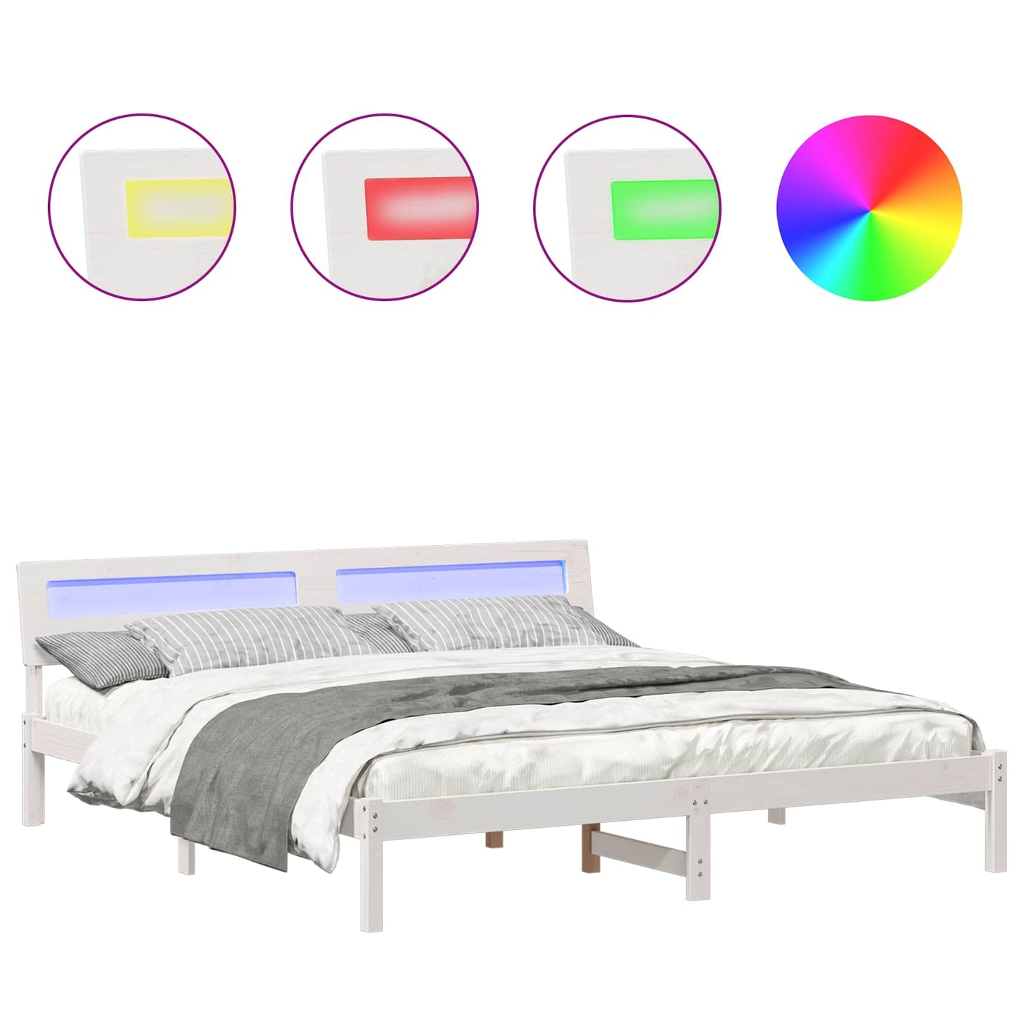 Struttura del letto Bianco 200 x 200 cm Pino massello