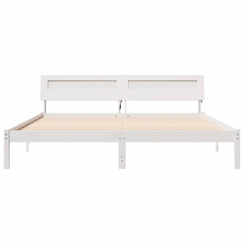 Struttura del letto con testiera Bianco 200 x 200 cm legno - homemem39
