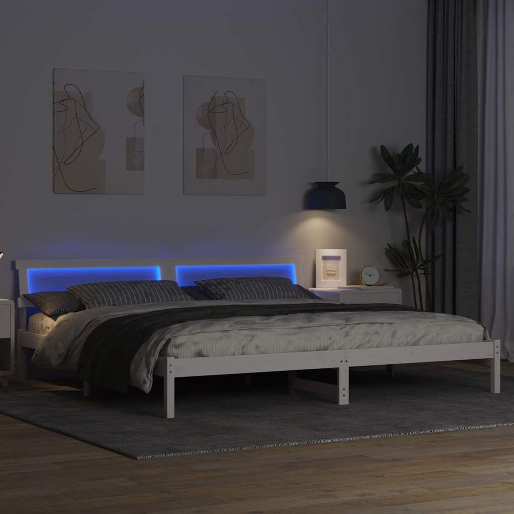 Struttura del letto Bianco 200 x 200 cm Legno di pino massello - homemem39