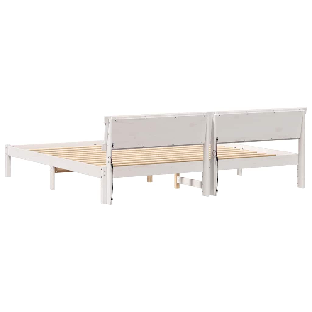 Struttura del letto Bianco 200 x 200 cm Legno di pino massello - homemem39