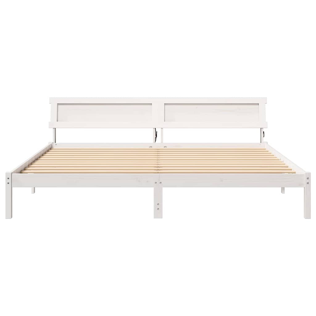 Struttura del letto Bianco 200 x 200 cm Legno di pino massello - homemem39