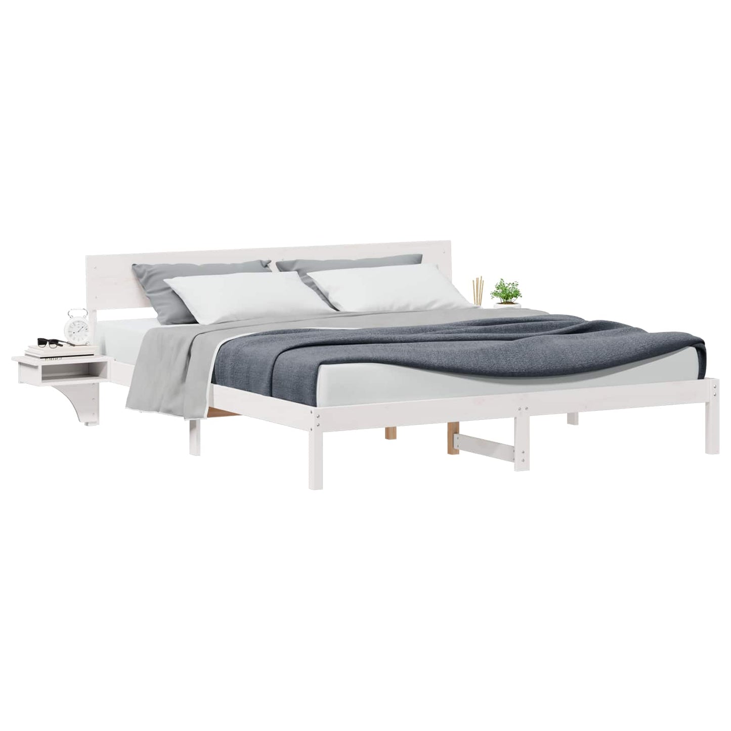 Struttura del letto Bianco 200 x 200 cm Pino massello