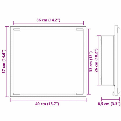 Specchio da bagno LED con specchio Rovere fumé 40 x 37 x 8.5 cm | homemem39