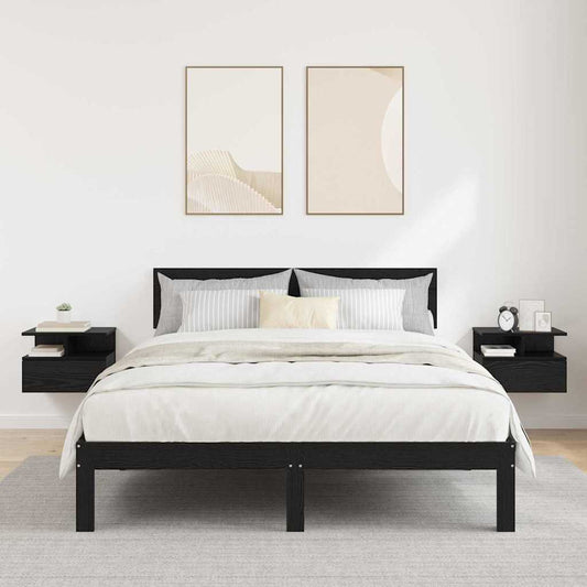 Comodino flottante 2 pcs Rovere nero 40 x 31 x 27 cm