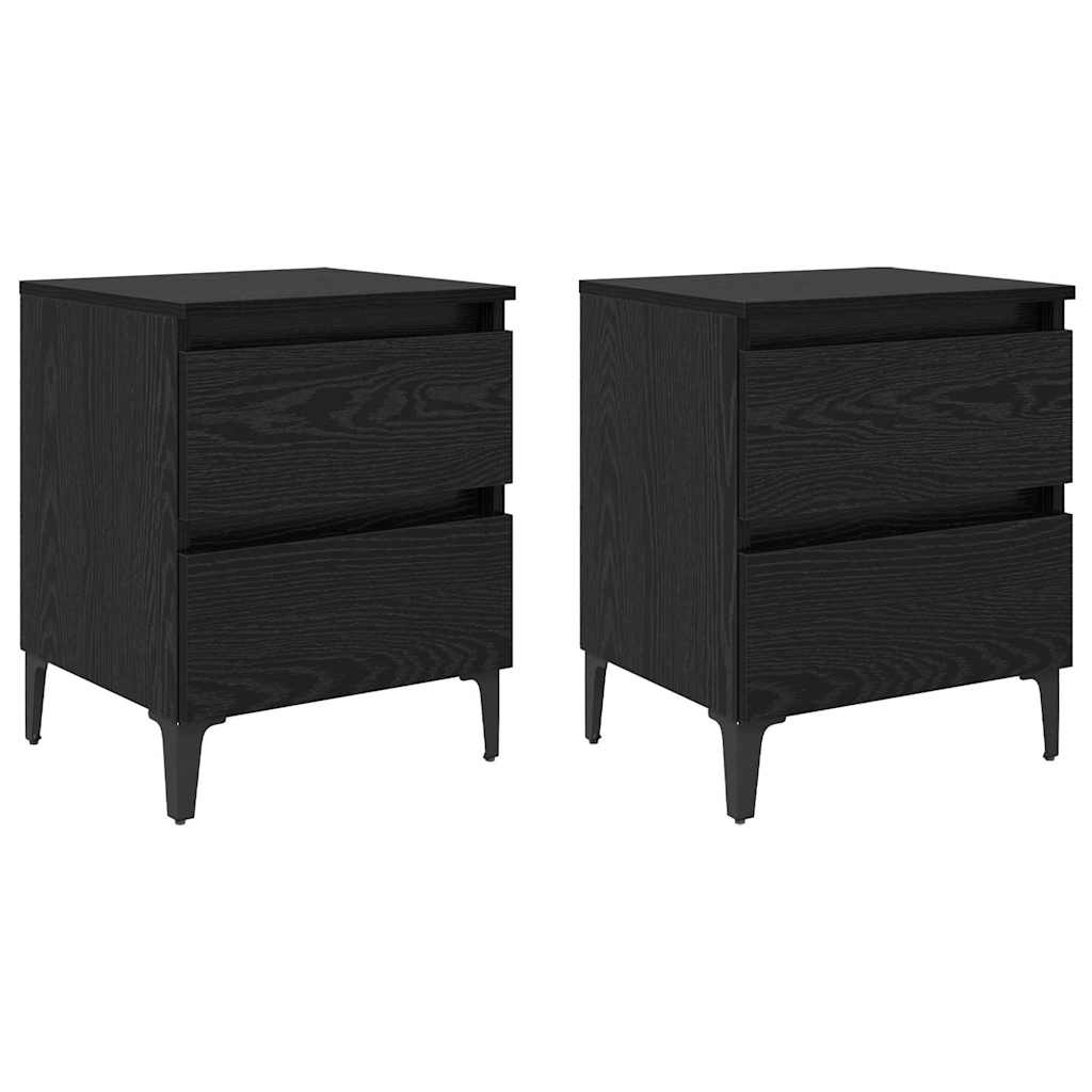 Armadio da Notte 2 pcs Rovere nero 40 x 35 x 50 cm