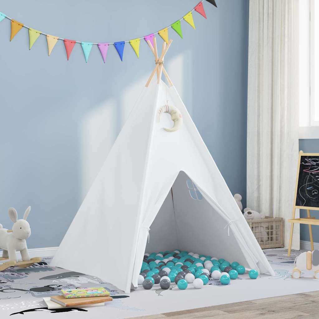 Tenda Teepee Bianco 120 x 120 x 150 cm Tessuto e Plastica