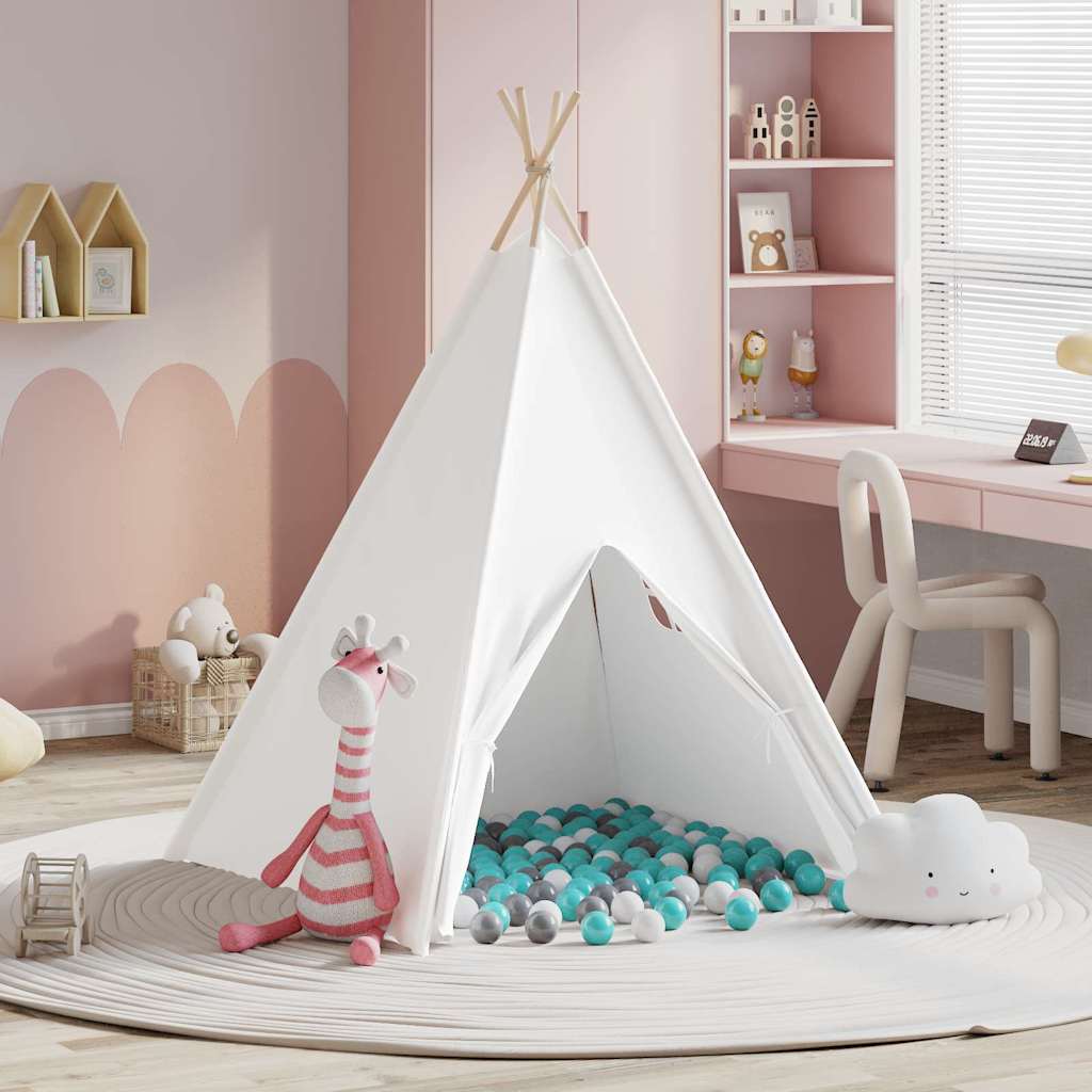 Tenda Teepee Bianco 120 x 120 x 150 cm Tessuto e Plastica