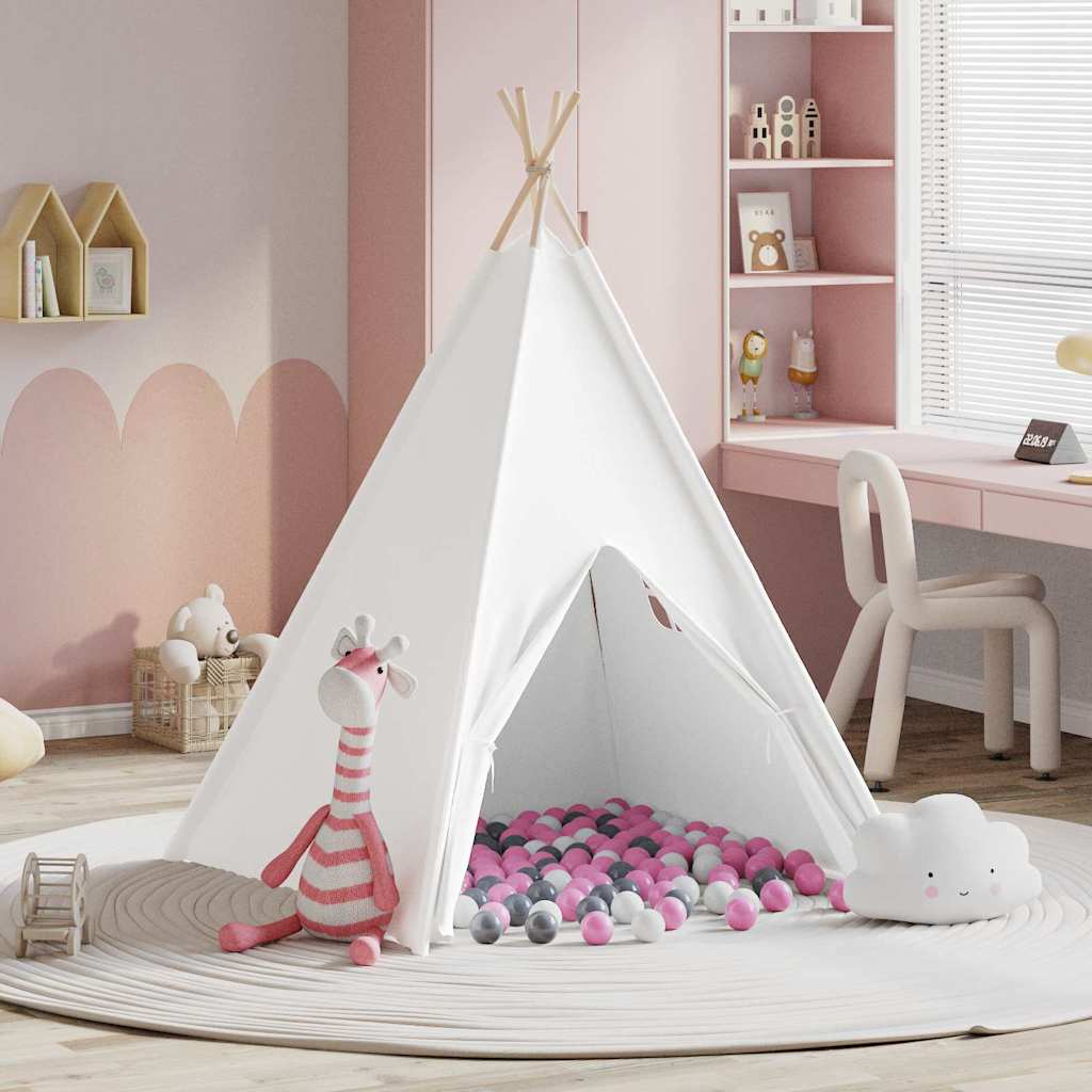 Tenda Teepee Bianco 120 x 120 x 150 cm Tessuto e Plastica